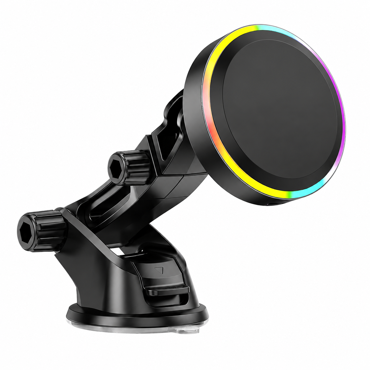 Premium RGB Magnetic Wireless Car Phone Holder 15W Qi Fast Wireless Charging Car Mount 360° Rotating Dashboard Air Vent Mount Compatible with iPhone