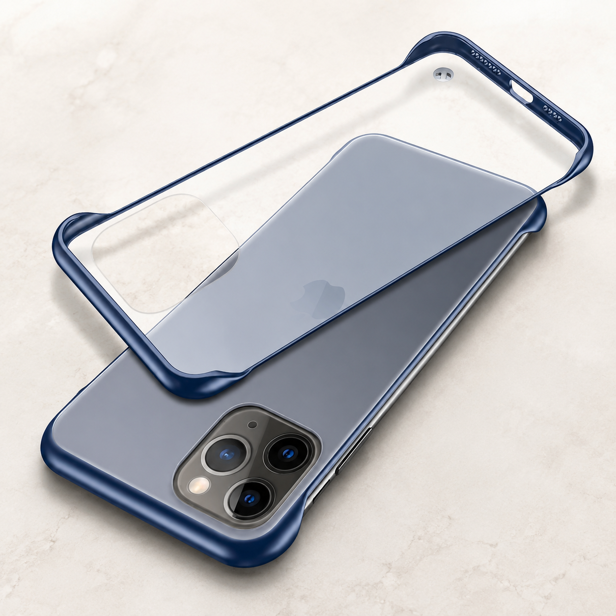 Premium Slim Frameless iPhone Case Matte PC Back Cover TPU Edge Lightweight Shockproof Scratch Resistant Minimal Protective Cover