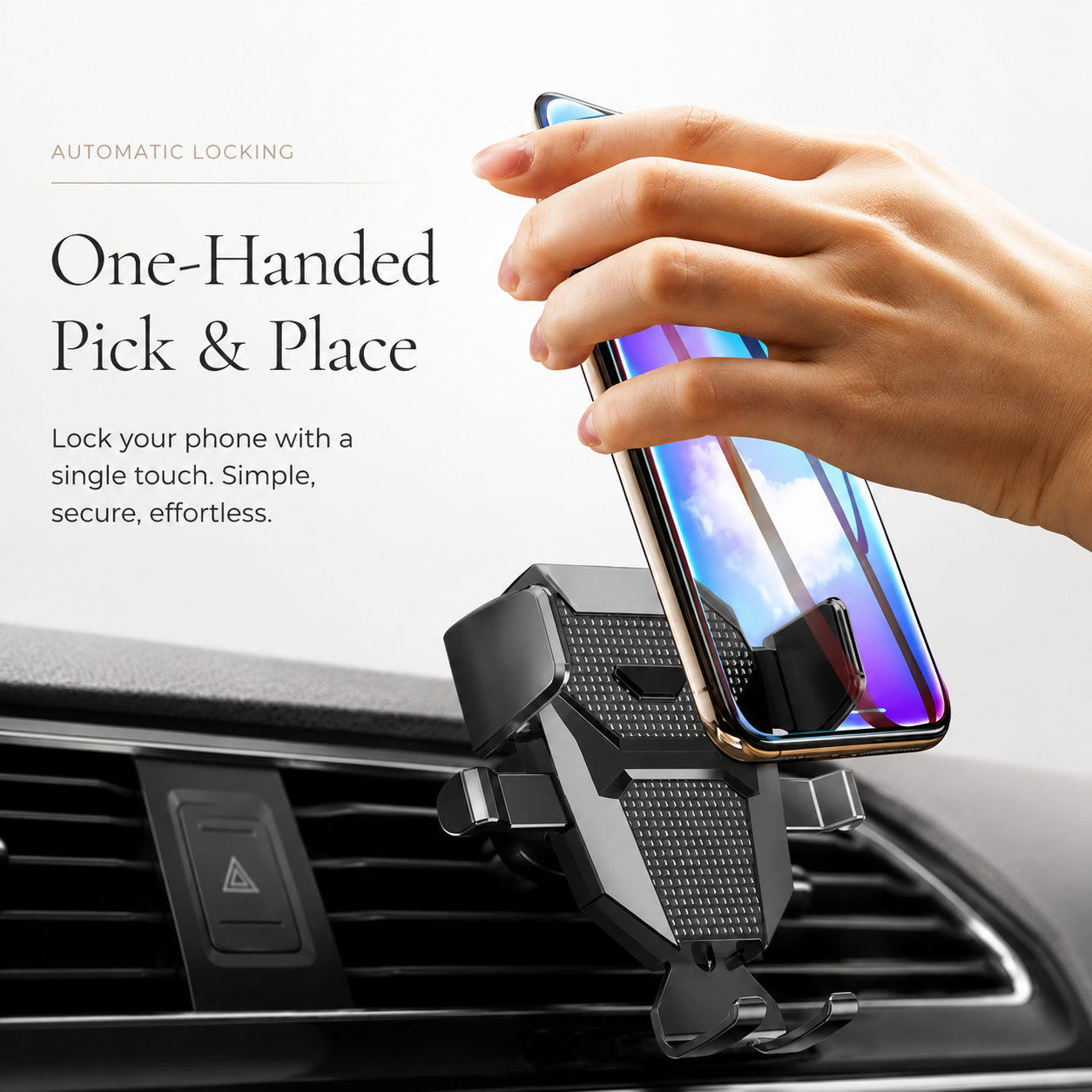Premium Suction Cup Car Phone Holder Windshield Dashboard Phone Mount 360° Rotating Adjustable Gravity Lock Hands-Free GPS Car Stand Compatible with iPhone