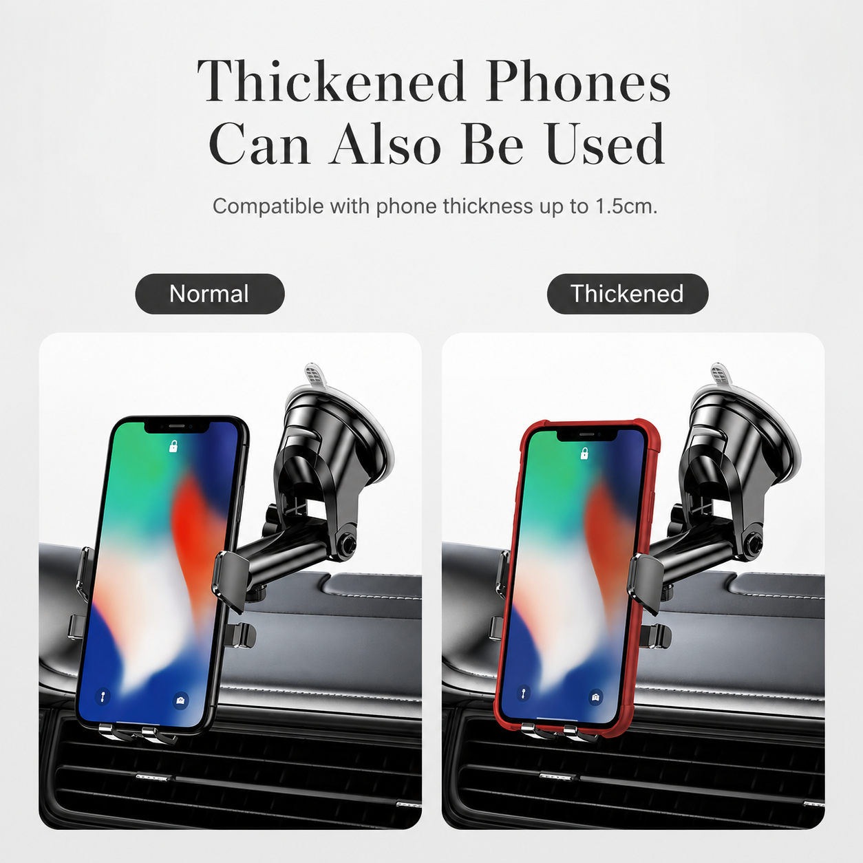 Premium Suction Cup Car Phone Holder Windshield Dashboard Phone Mount 360° Rotating Adjustable Gravity Lock Hands-Free GPS Car Stand Compatible with iPhone