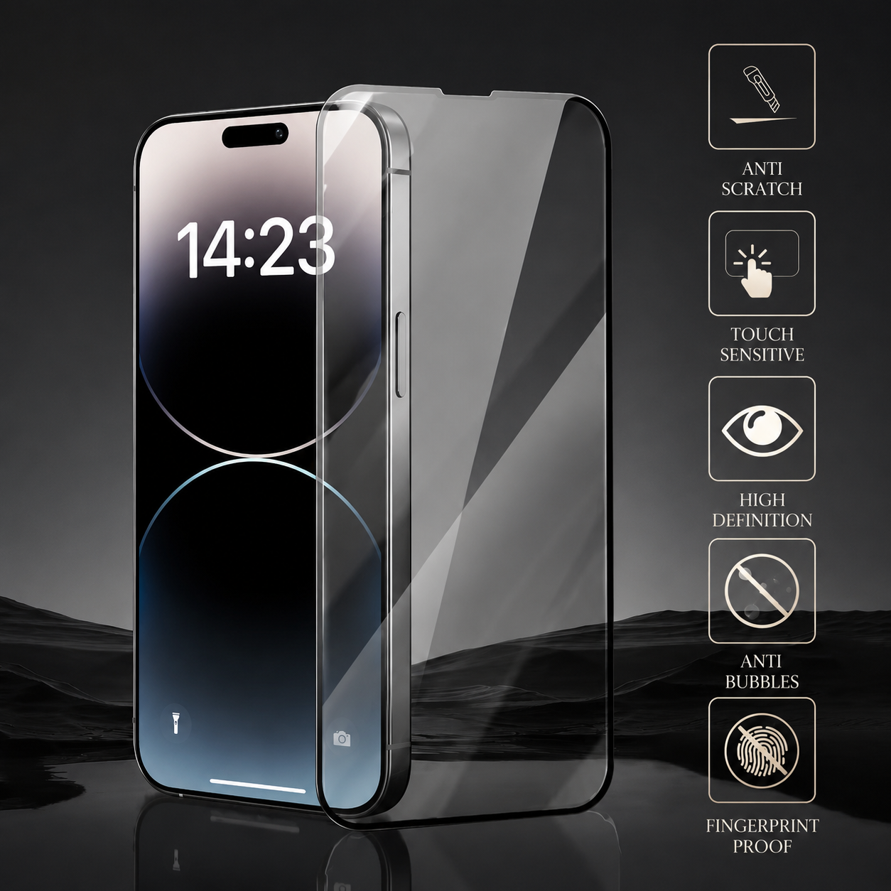 Premium Tempered Glass Screen Protector HD Clear Full Coverage Scratch Resistant Bubble Free Fingerprint Resistant Compatible with iPhone