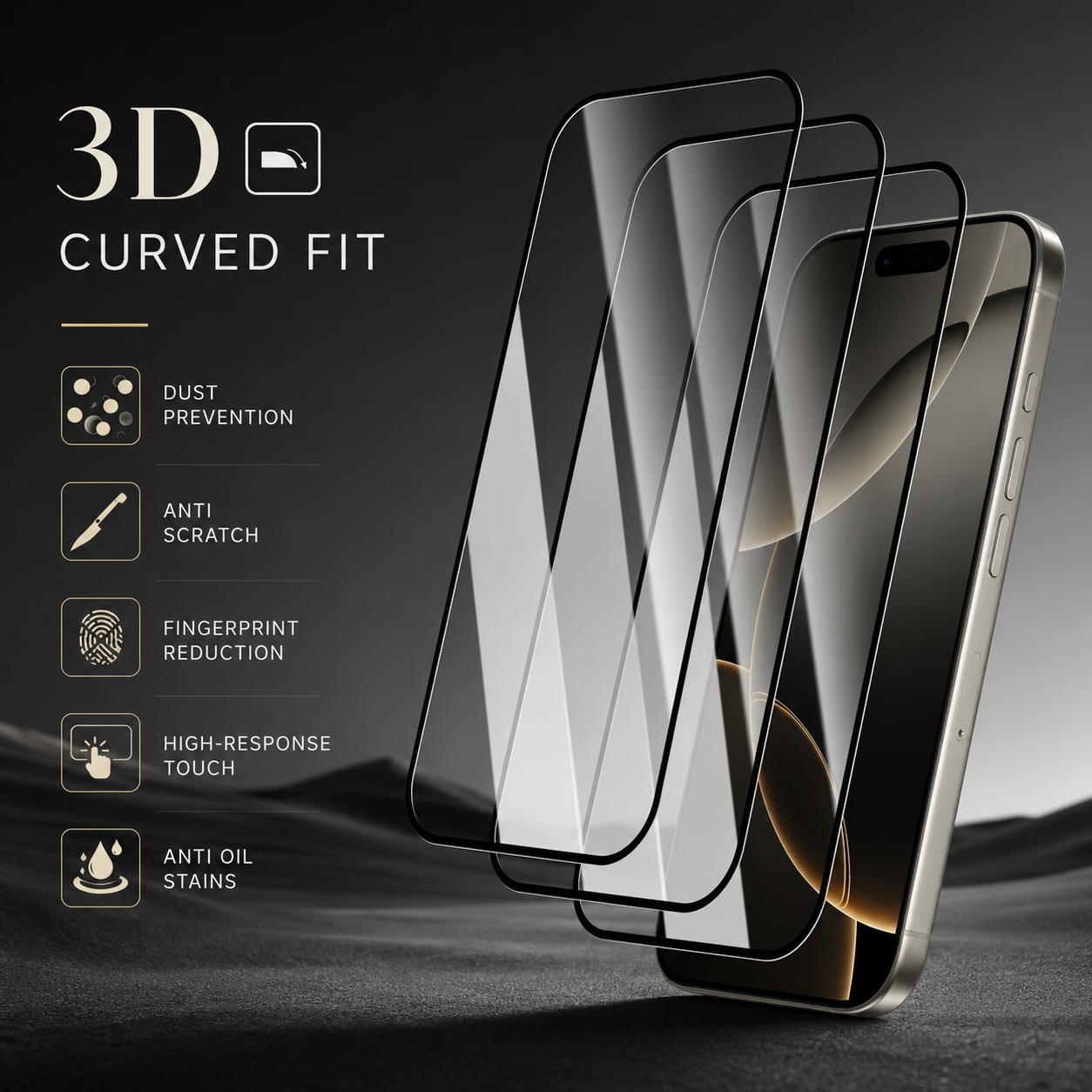 Premium Tempered Glass Screen Protector HD Clear Full Coverage Scratch Resistant Bubble Free Fingerprint Resistant Compatible with iPhone