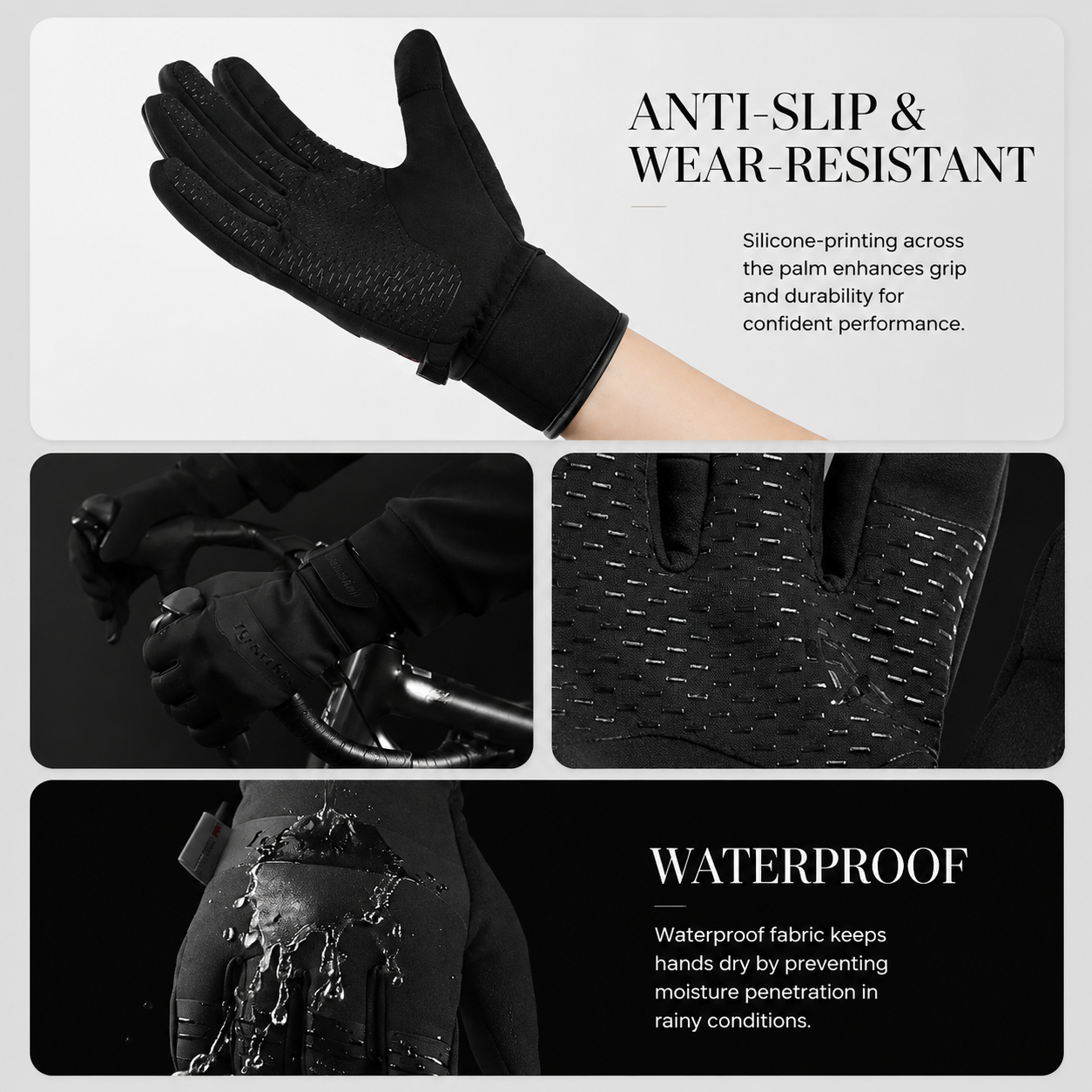 Premium Winter Cycling Gloves Waterproof Thermal Touchscreen Gloves Windproof Anti-Slip Sports Riding Gloves 3M Insulated Unisex Compatible with iPhone