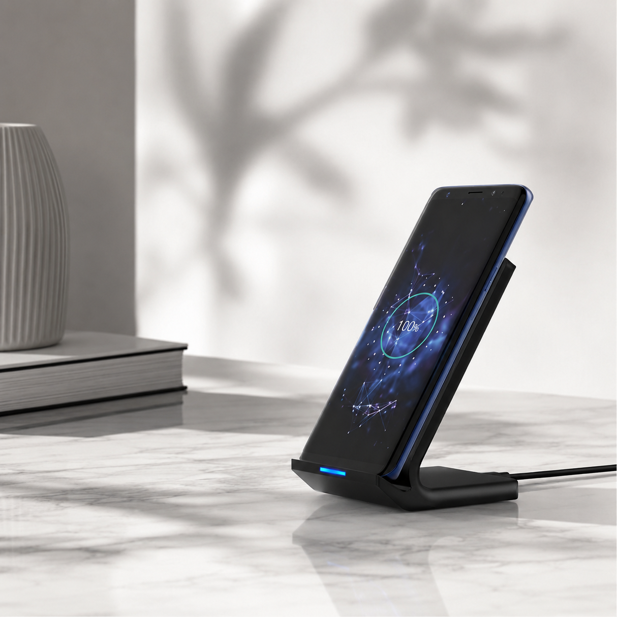 Premium Wireless Charger Stand Fast Qi Wireless Charging Dock Dual Coil USB Type C Fast Charging Anti Slip Safe Charging Vertical Horizontal Compatible with iPhone