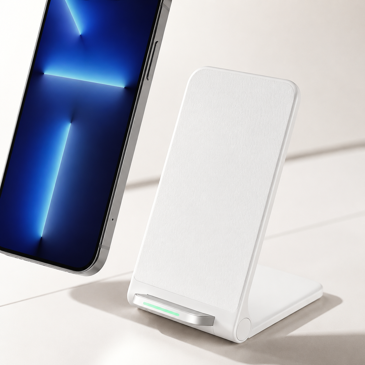 Premium Wireless Charger Stand Fast Qi Wireless Charging Dock Dual Coil USB Type C Fast Charging Anti Slip Safe Charging Vertical Horizontal Compatible with iPhone