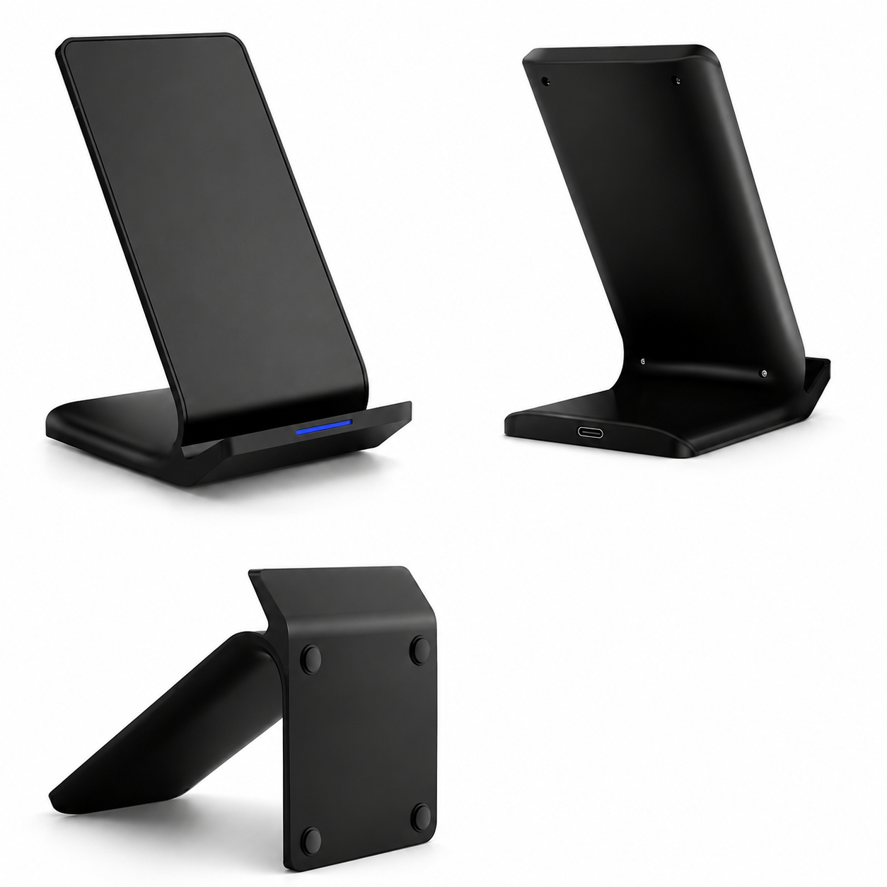 Premium Wireless Charger Stand Fast Qi Wireless Charging Dock Dual Coil USB Type C Fast Charging Anti Slip Safe Charging Vertical Horizontal Compatible with iPhone