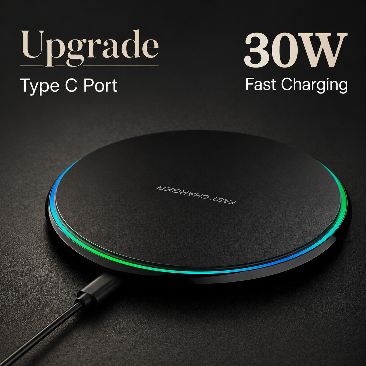 Premium Wireless Charging Pad Fast Qi Wireless Charger USB Type C Fast Charging LED Indicator Slim Induction Charging Dock Compatible with iPhone AirPods