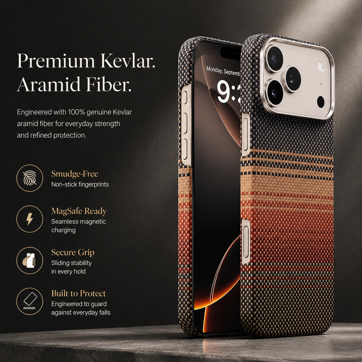 Premium iPhone Case 100% Aramid Carbon Fiber MagSafe Compatible Cover Ultra Thin Protective Case Matte Anti Scratch Raised Camera Screen Full Coverage