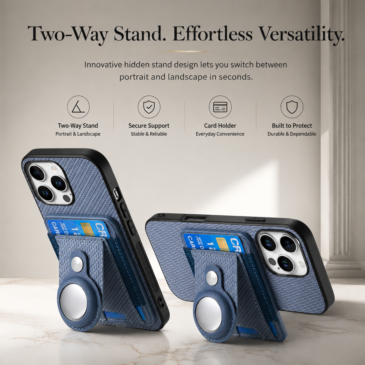 Premium iPhone Case 2-in-1 Detachable Wallet Cover PU Leather Magnetic Card Holder AirTag Holder Wireless Charging Stand Shockproof Protection Design