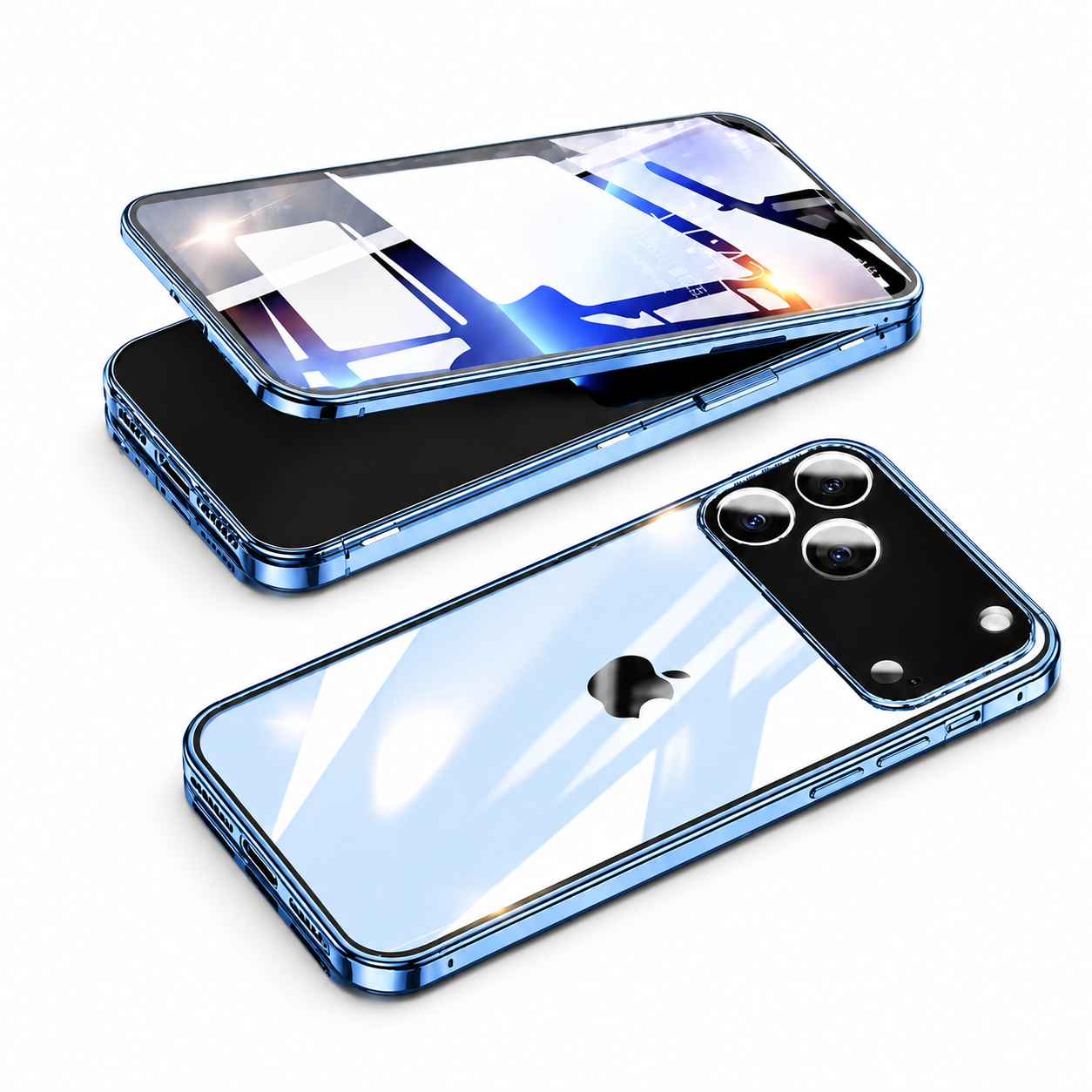 Premium iPhone Case 360 Full Protection Magnetic Glass Cover MagSafe Compatible Aluminum Alloy Bumper Shockproof Anti Scratch Full Body Protective Design