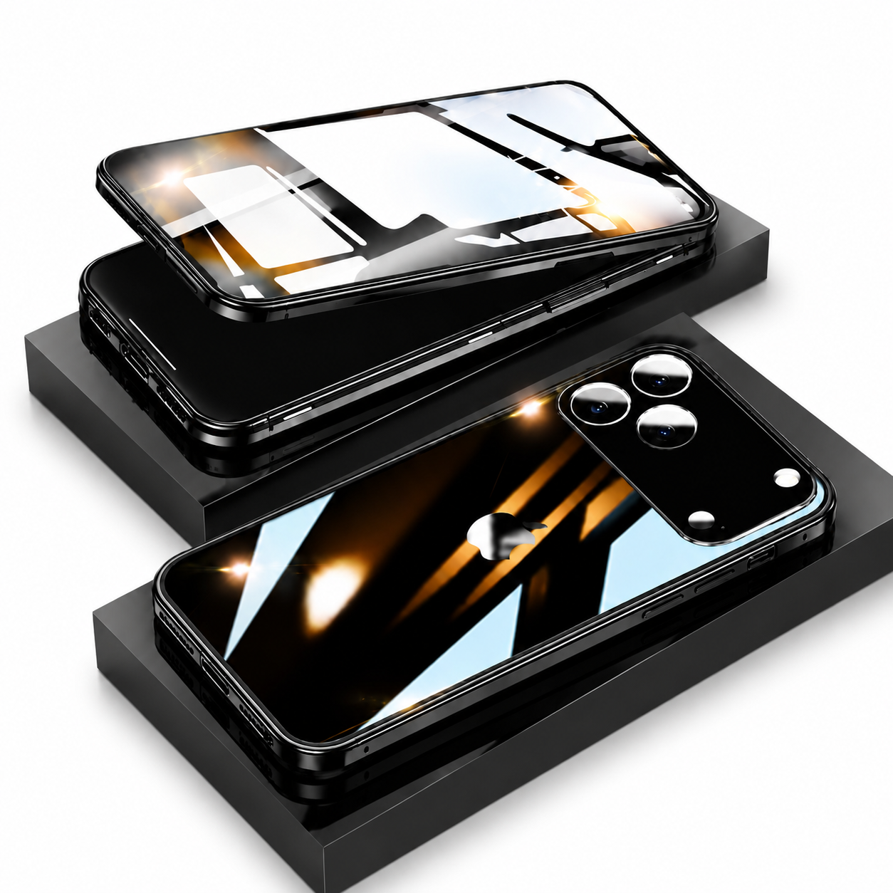 Premium iPhone Case 360 Full Protection Magnetic Glass Cover MagSafe Compatible Aluminum Alloy Bumper Shockproof Anti Scratch Full Body Protective Design