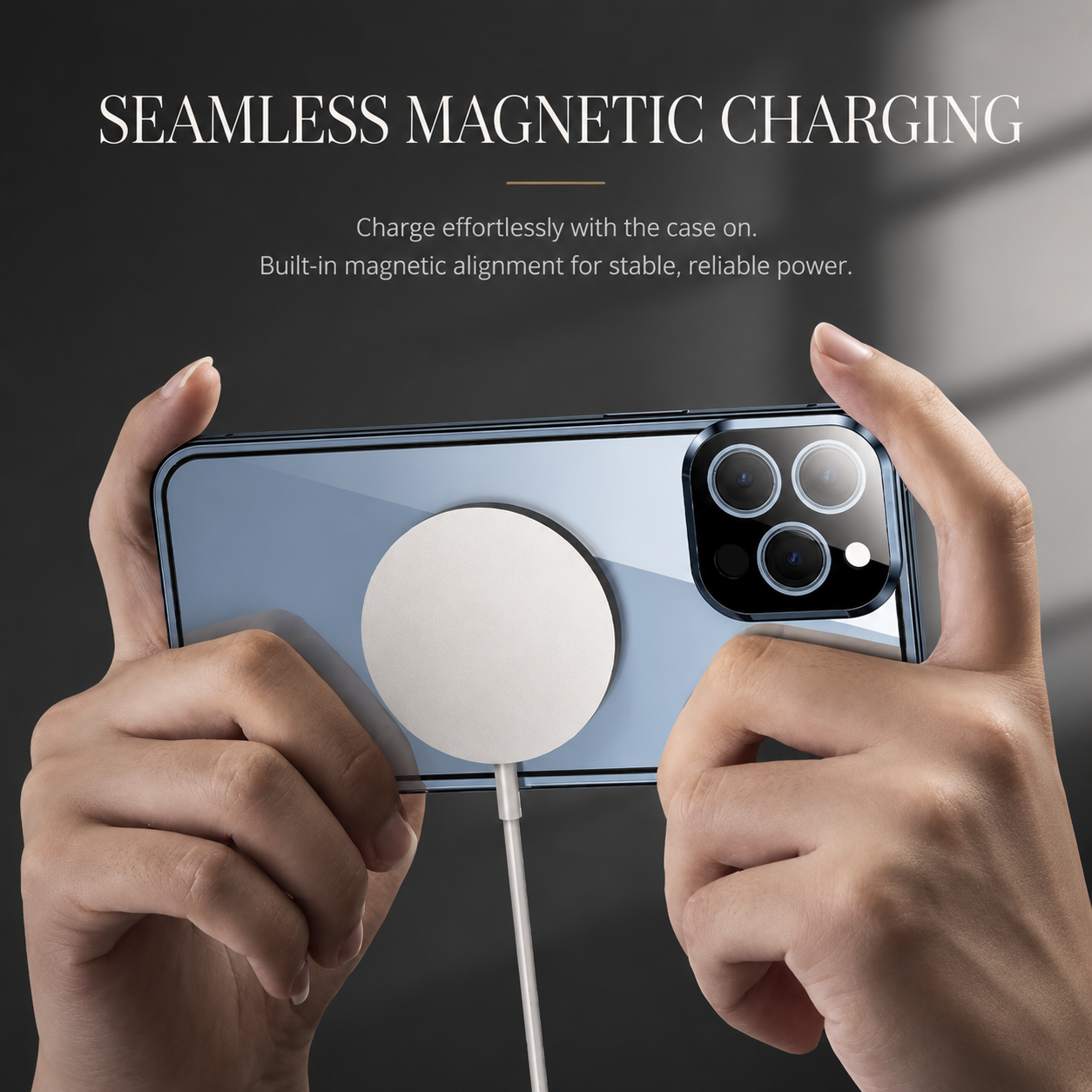 Premium iPhone Case 360° Full Body Magnetic Cover Metal Frame Double Glass Snap Lock Shockproof Protective Case MagSafe Compatible Design