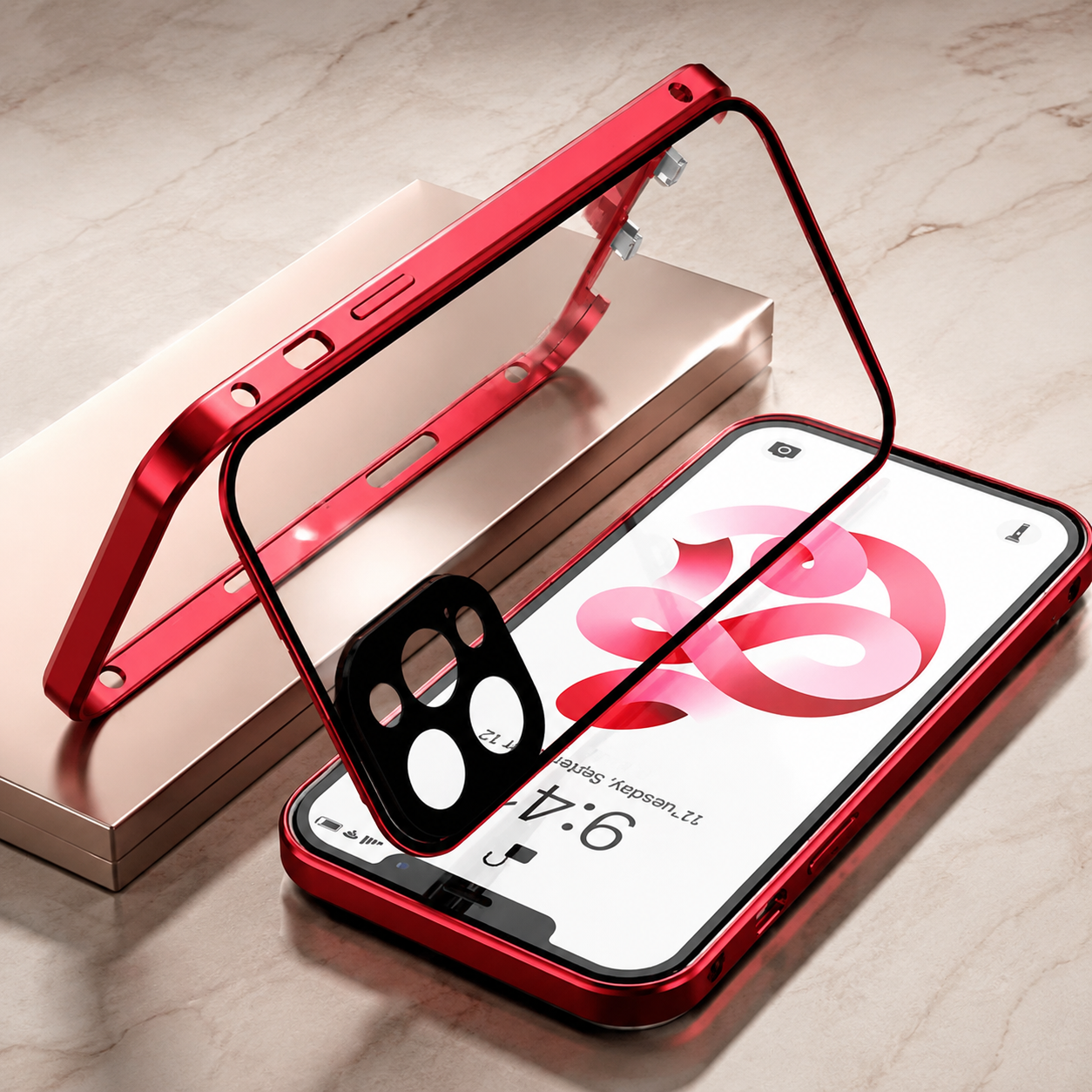 Premium iPhone Case 360° Full Body Magnetic Cover Metal Frame Double Glass Snap Lock Shockproof Protective Case MagSafe Compatible Design
