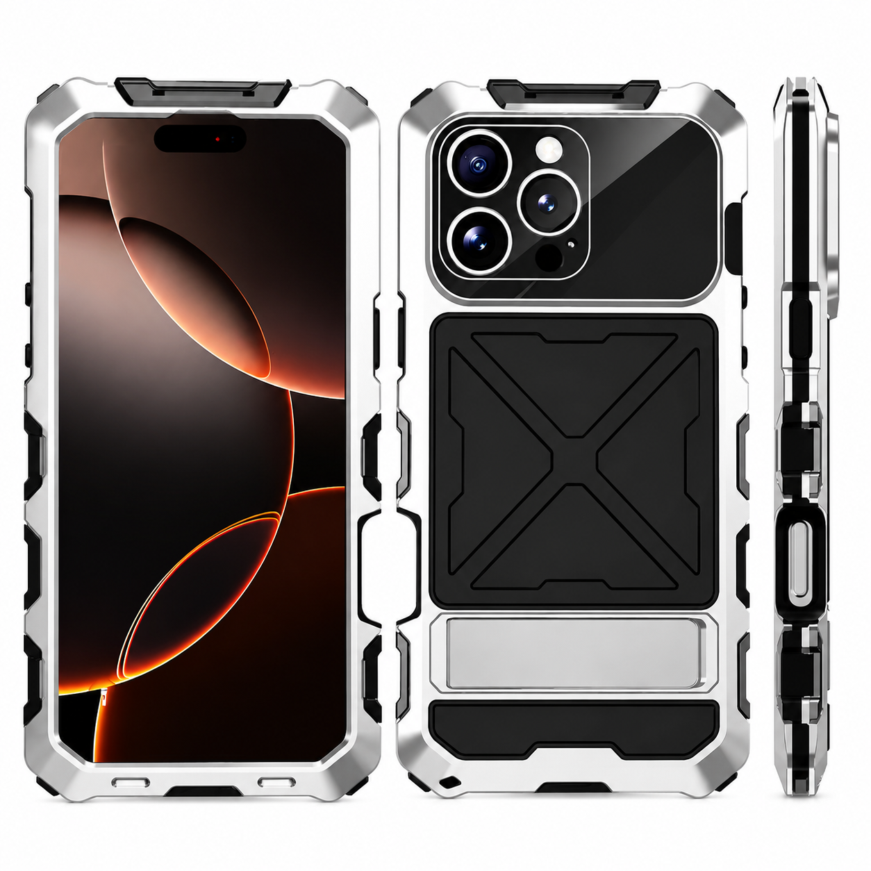 Premium iPhone Case 360° Metal Lock Glass Cover MagSafe Compatible Magnetic Full Body Protection Shockproof Double Tempered Glass Frame Design
