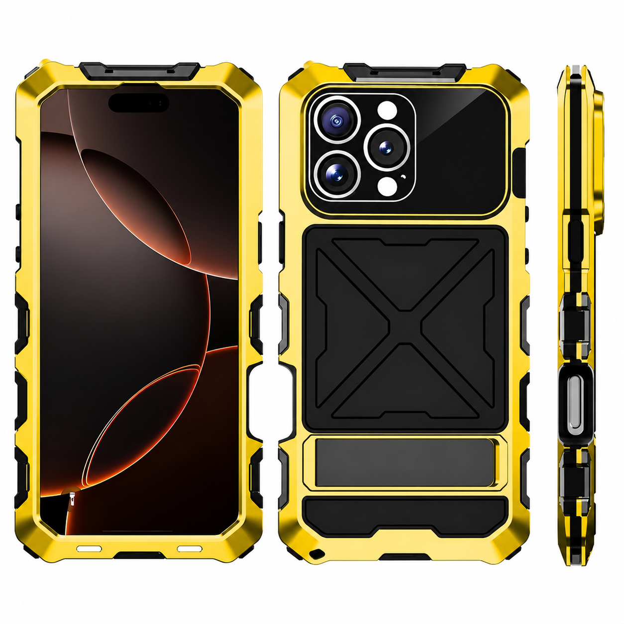 Premium iPhone Case 360° Metal Lock Glass Cover MagSafe Compatible Magnetic Full Body Protection Shockproof Double Tempered Glass Frame Design