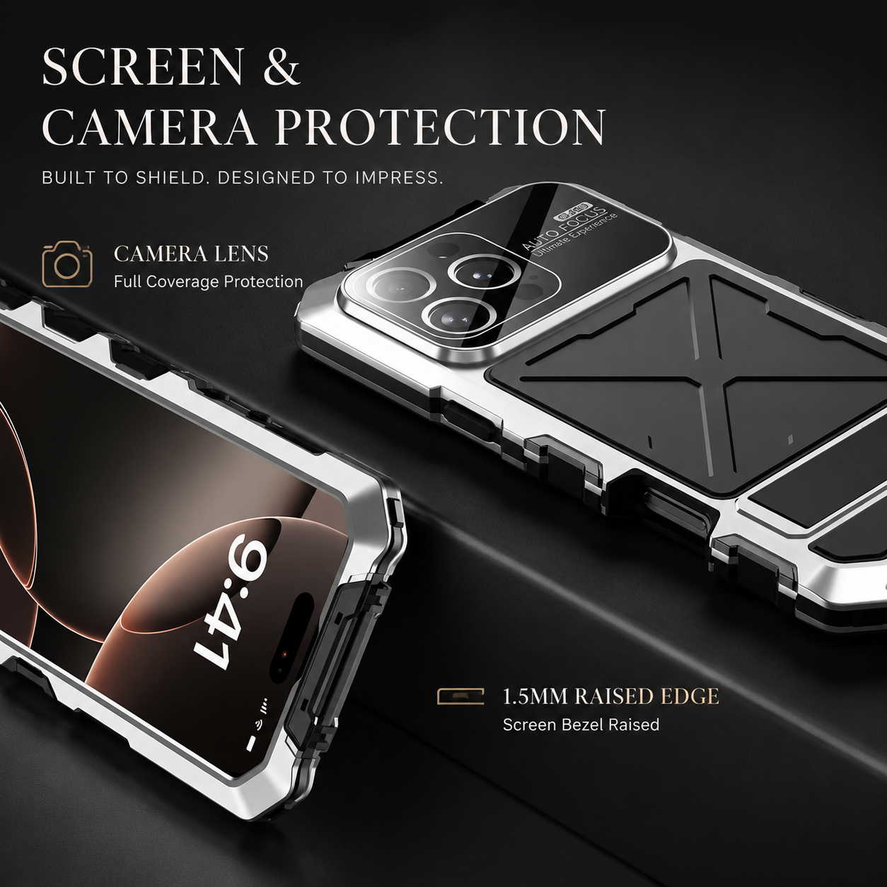 Premium iPhone Case 360° Metal Lock Glass Cover MagSafe Compatible Magnetic Full Body Protection Shockproof Double Tempered Glass Frame Design