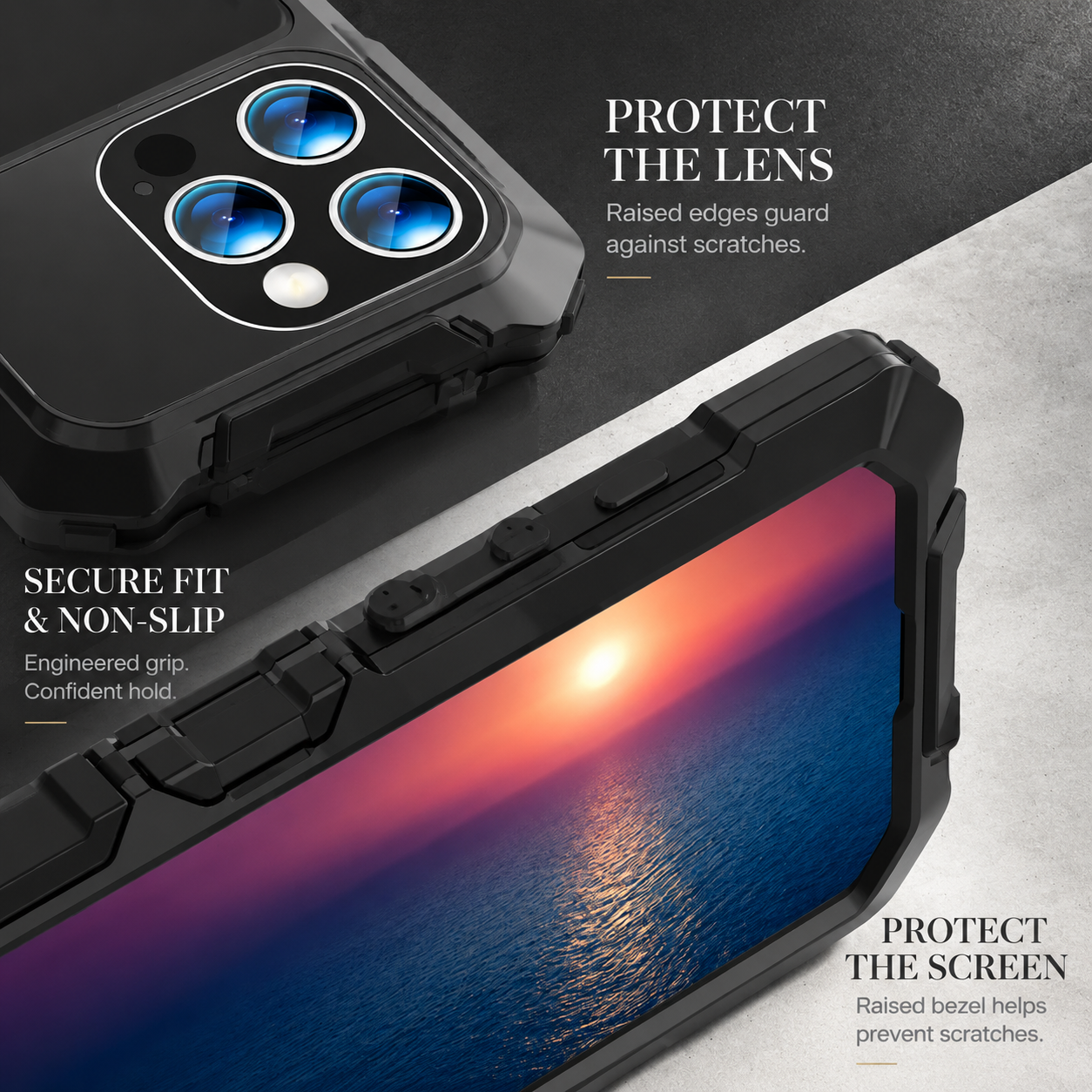 Premium iPhone Case 360° Metal Lock Glass Cover MagSafe Compatible Magnetic Full Body Protection Shockproof Double Tempered Glass Frame Design