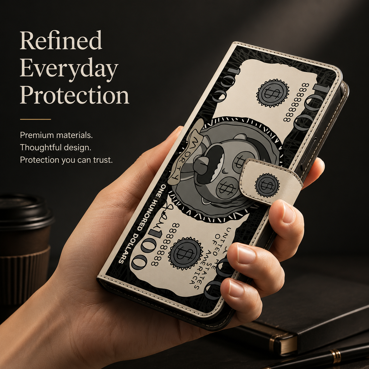 Premium iPhone Case 3D Leather Flip Wallet Magnetic Cover Card Holder Stand Function Shockproof Protective Closure Design Luxury