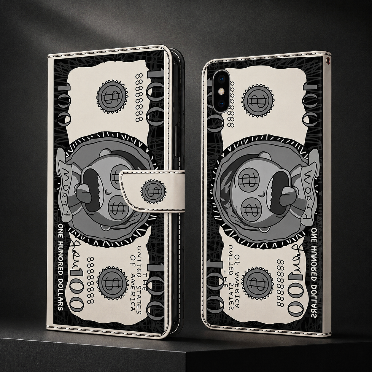 Premium iPhone Case 3D Leather Flip Wallet Magnetic Cover Card Holder Stand Function Shockproof Protective Closure Design Luxury