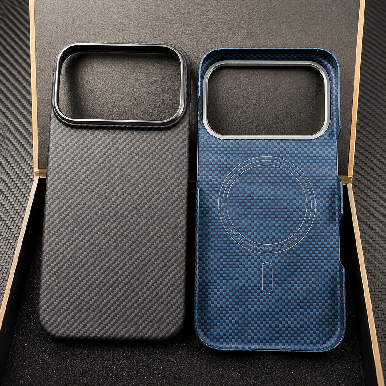 Premium iPhone Case 600D Real Carbon Fiber MagSafe Compatible Aramid Kevlar Cover Camera Lens Protection Waterproof Anti Fingerprint Ultra Thin Design