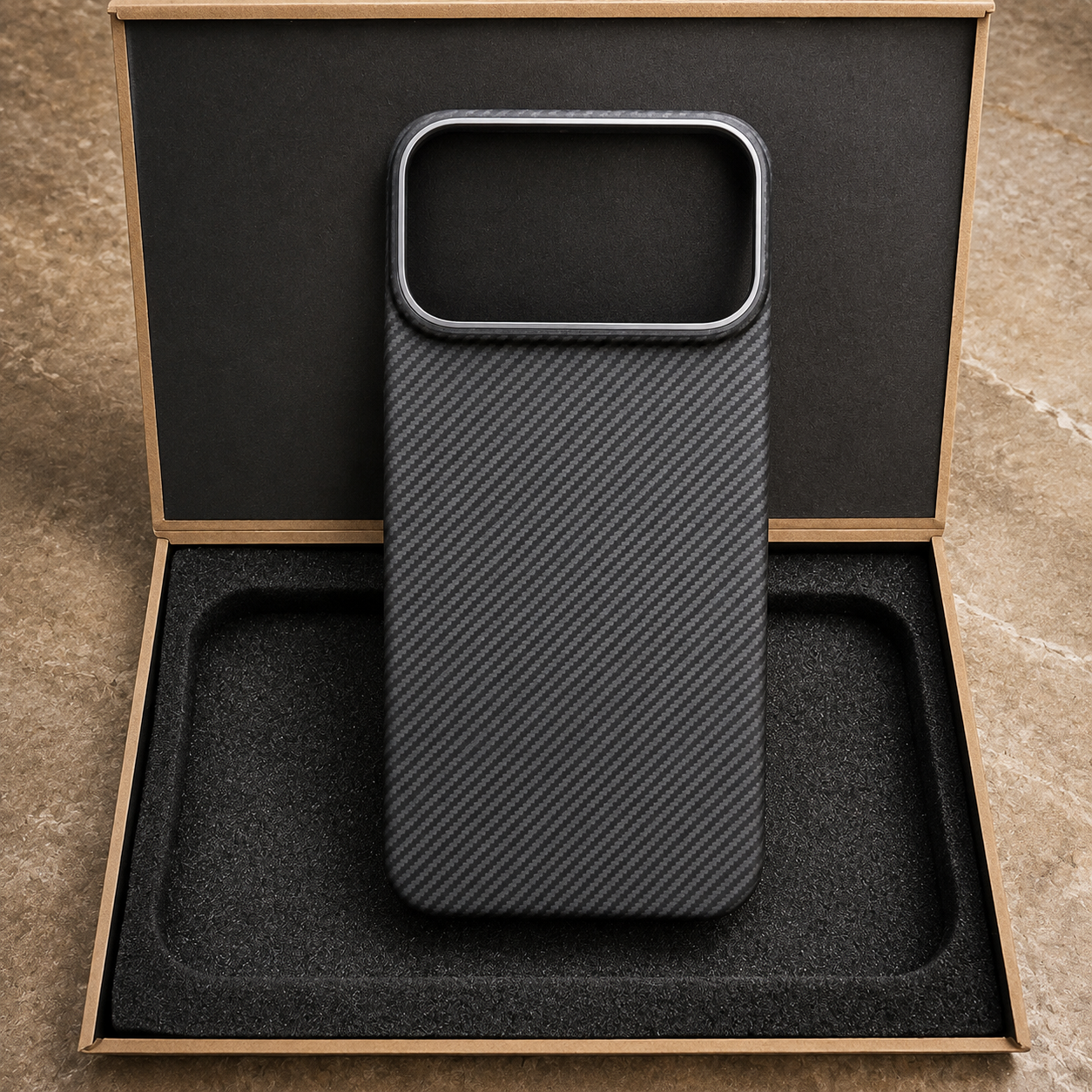 Premium iPhone Case 600D Real Carbon Fiber MagSafe Compatible Aramid Kevlar Cover Camera Lens Protection Waterproof Anti Fingerprint Ultra Thin Design
