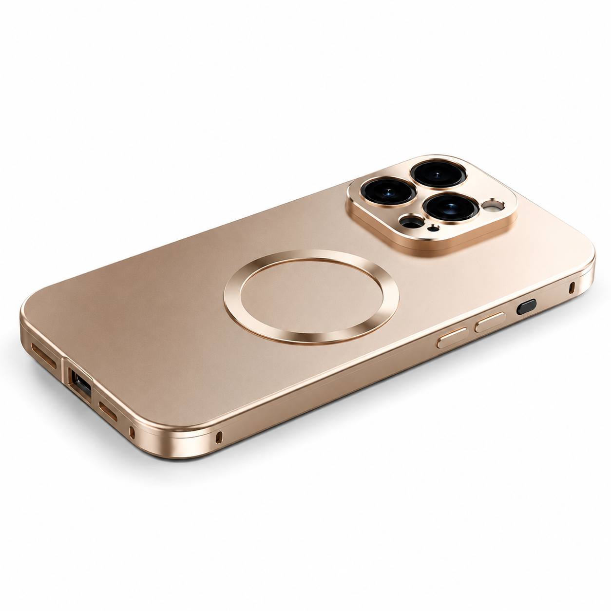 Premium iPhone Case All Aluminum Magnetic Frame MagSafe Compatible Frosted PC Back Cover Ultra Thin Shockproof Protective Anti Scratch Lightweight Design