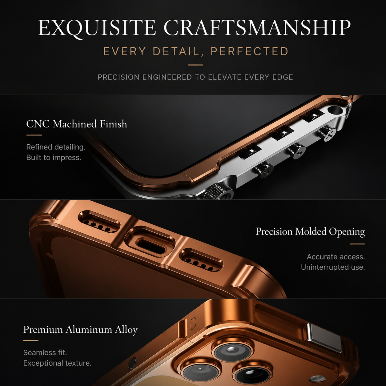 Premium iPhone Case Aluminum Alloy Bumper MagSafe Compatible Magnetic Protective Cover Shockproof Heat Dissipation Camera Lens Guard