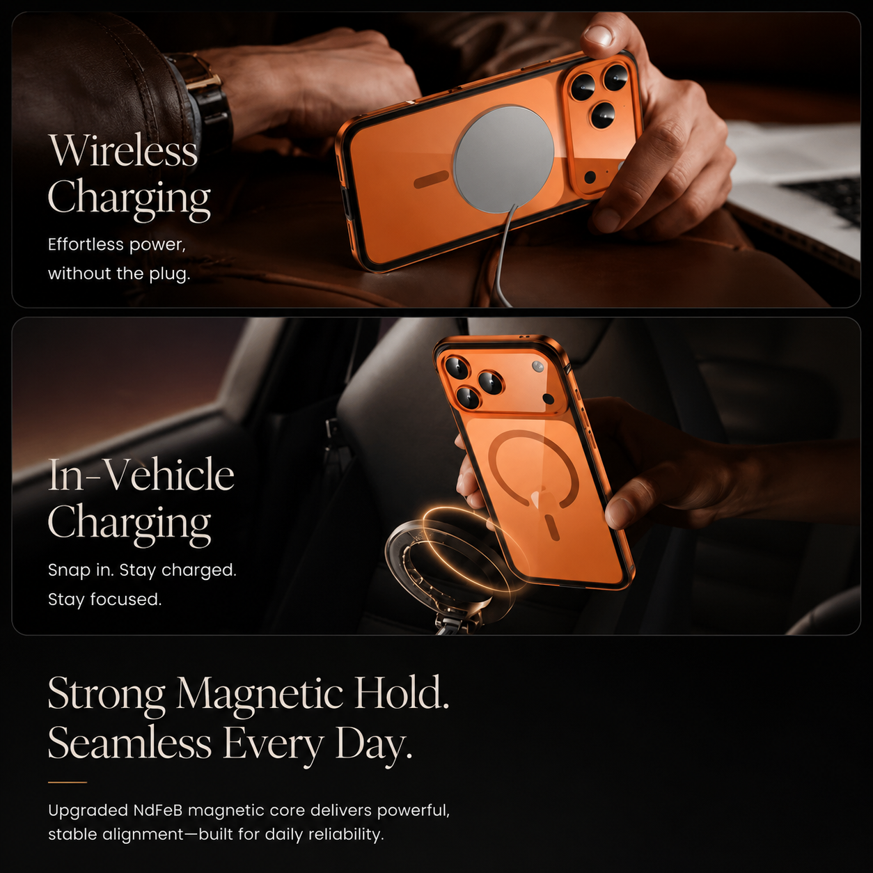 Premium iPhone Case Aluminum Alloy Frame MagSafe Compatible Magnetic Protective Cover Transparent Back Shockproof Camera Lens Guard