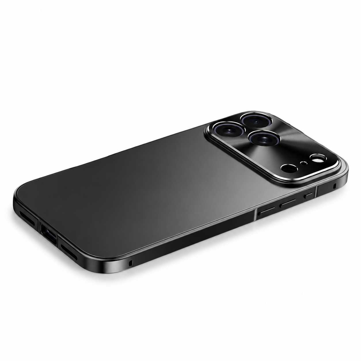 Premium iPhone Case Aluminum Alloy Frame Protective Cover Ultra Thin Frosted Matte Back Shockproof Camera Lens Guard Full Coverage