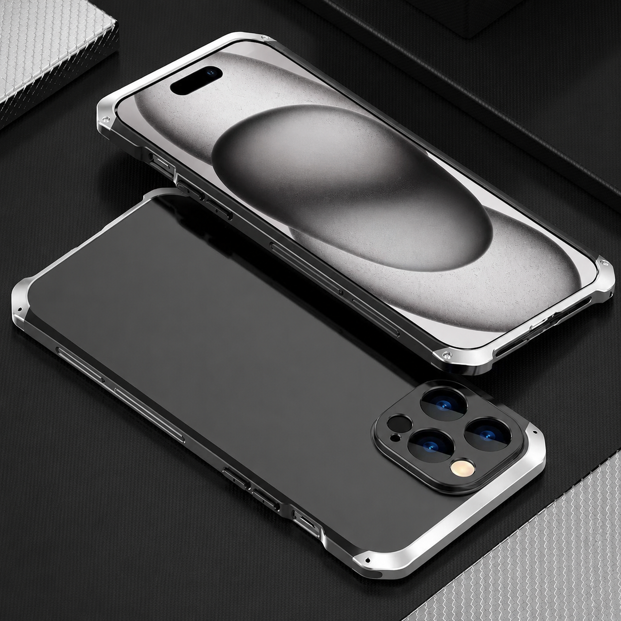 Premium iPhone Case Aluminum Alloy PC Protective Cover Full Coverage Shockproof Anti Scratch Dustproof Washable Lightweight Non Slip Design