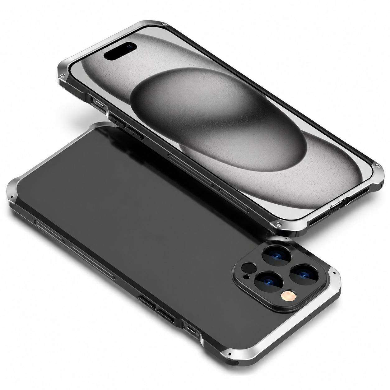 Premium iPhone Case Aluminum Alloy PC Protective Cover Full Coverage Shockproof Anti Scratch Dustproof Washable Lightweight Non Slip Design