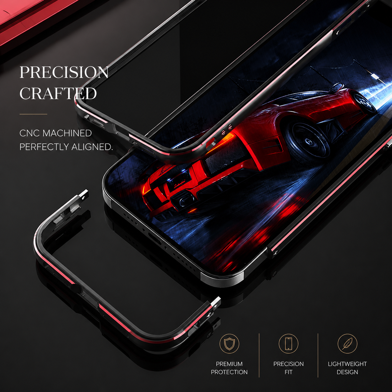 Premium iPhone Case Aluminum Bumper Metal Lens Frame Shockproof Protective Cover Camera Protection Slim Lightweight Durable Minimalist Design