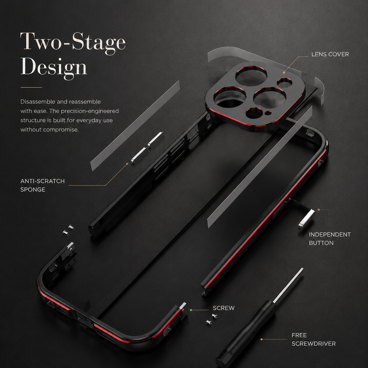 Premium iPhone Case Aluminum Bumper Metal Lens Frame Shockproof Protective Cover Camera Protection Slim Lightweight Durable Minimalist Design