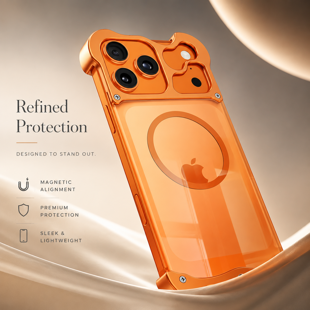 Premium iPhone Case Aluminum Corner Bumper MagSafe Compatible Magnetic Protective Cover Transparent Back Shockproof Camera Lens Guard