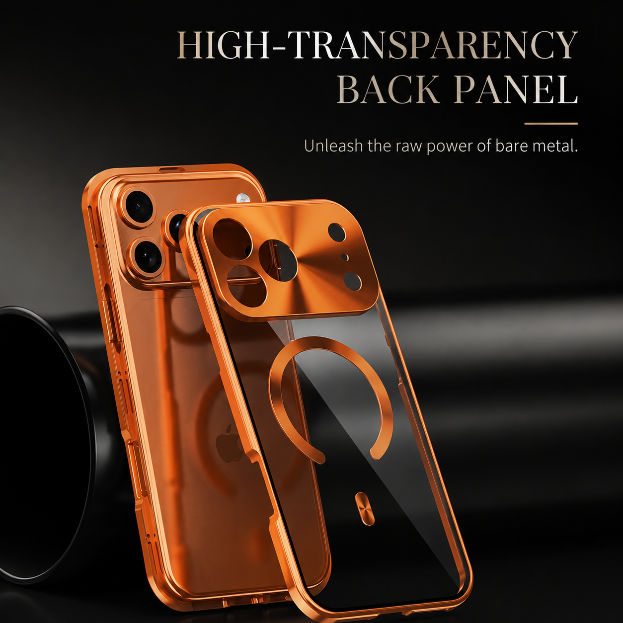 Premium iPhone Case Aluminum Frame MagSafe Compatible Magnetic Cover Built-In Privacy Screen Protector Clear Back Camera Lens Guard Shockproof