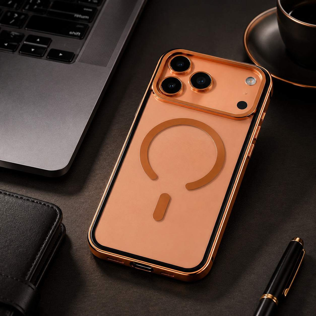 Premium iPhone Case Aluminum Frame MagSafe Compatible Magnetic Protective Cover HD Transparent Backplate Shockproof Camera Lens Guard