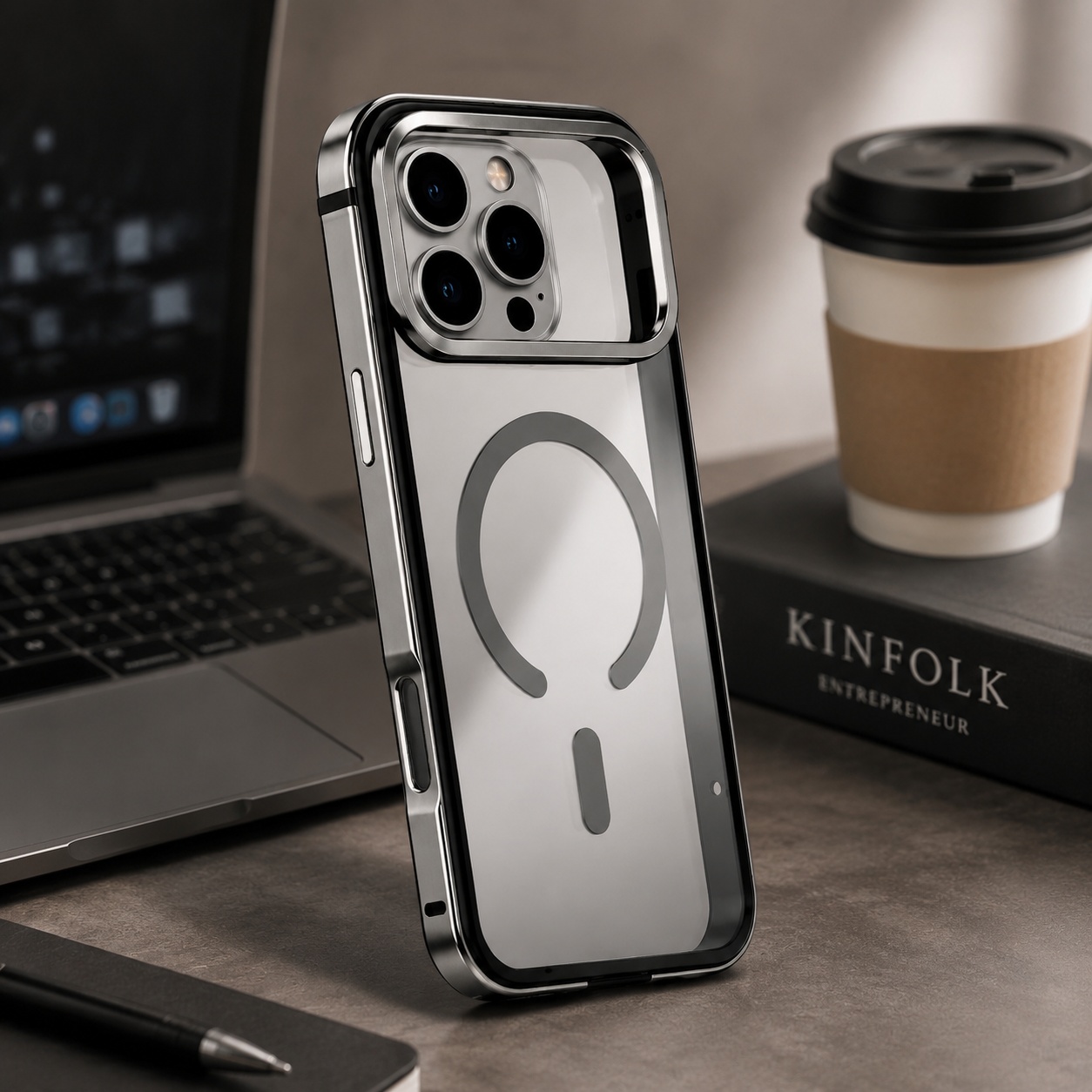 Premium iPhone Case Aluminum Frame MagSafe Compatible Magnetic Protective Cover HD Transparent Backplate Shockproof Camera Lens Guard