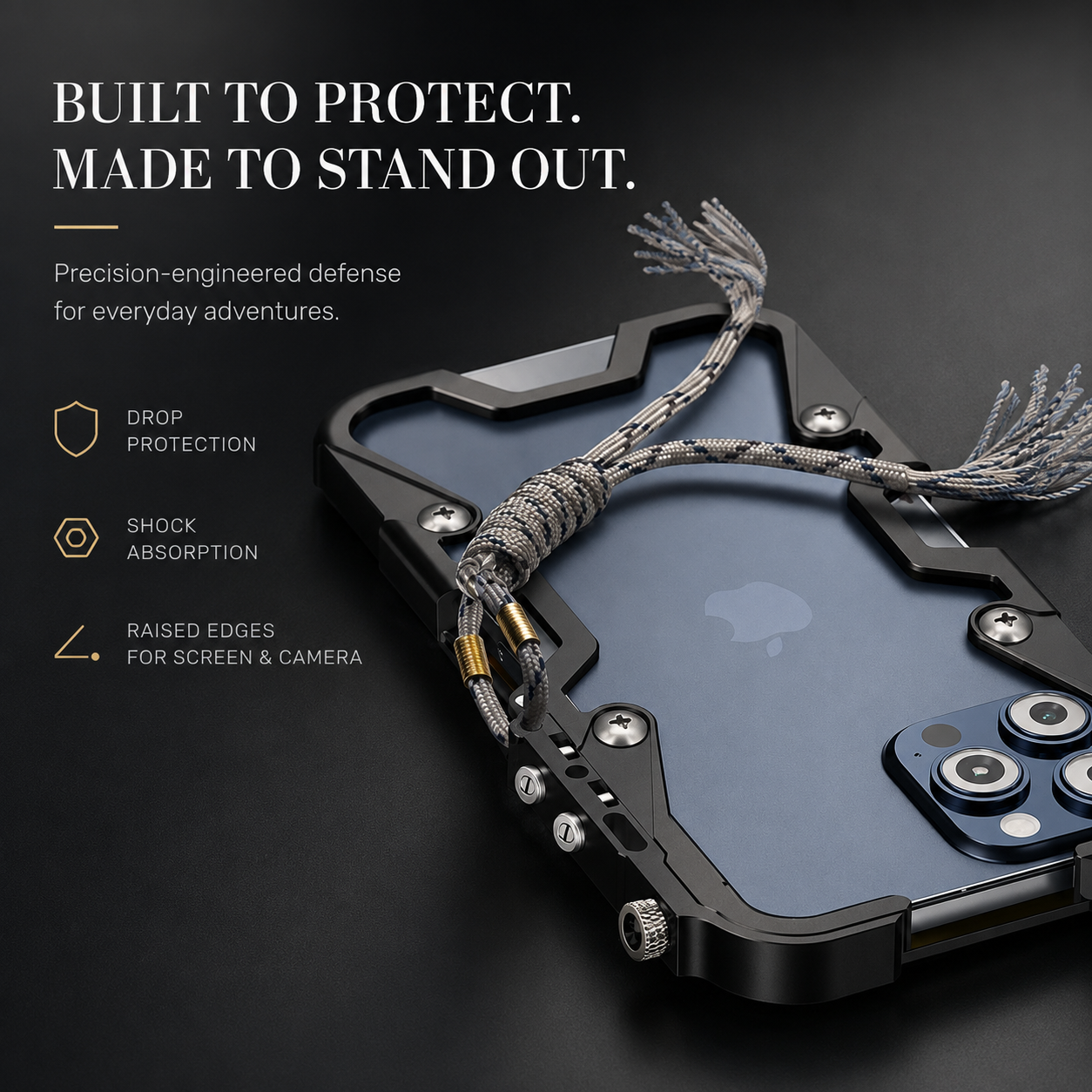 Premium iPhone Case Aluminum Metal Armor Bumper Shockproof Protective Cover Rugged Frame Design Scratch Resistant Slim Durable Full Coverage