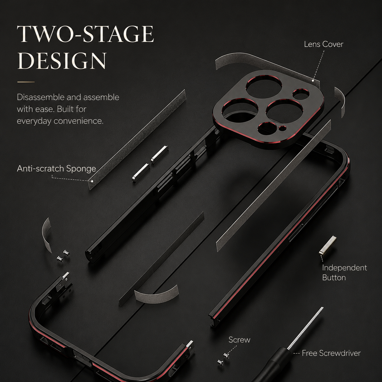 Premium iPhone Case Aluminum Metal Bumper Frame Camera Protector Shockproof Anti Scratch Protective Cover Slim Heavy Duty Design MagSafe Compatible