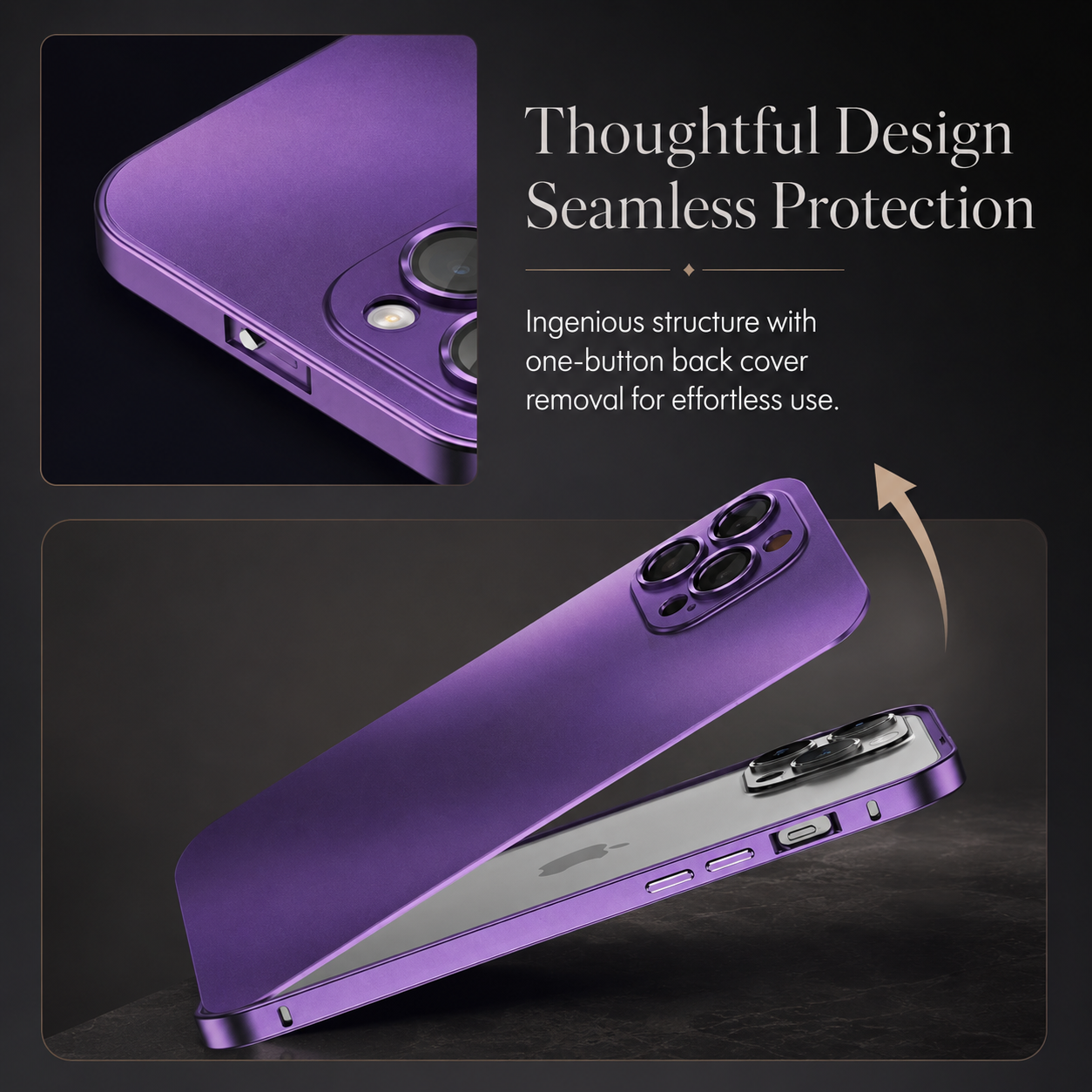 Premium iPhone Case Aluminum Metal Frame Shockproof Protective Cover PC Back Camera Lens Protection Wireless Charging Compatible Slim Luxury Design