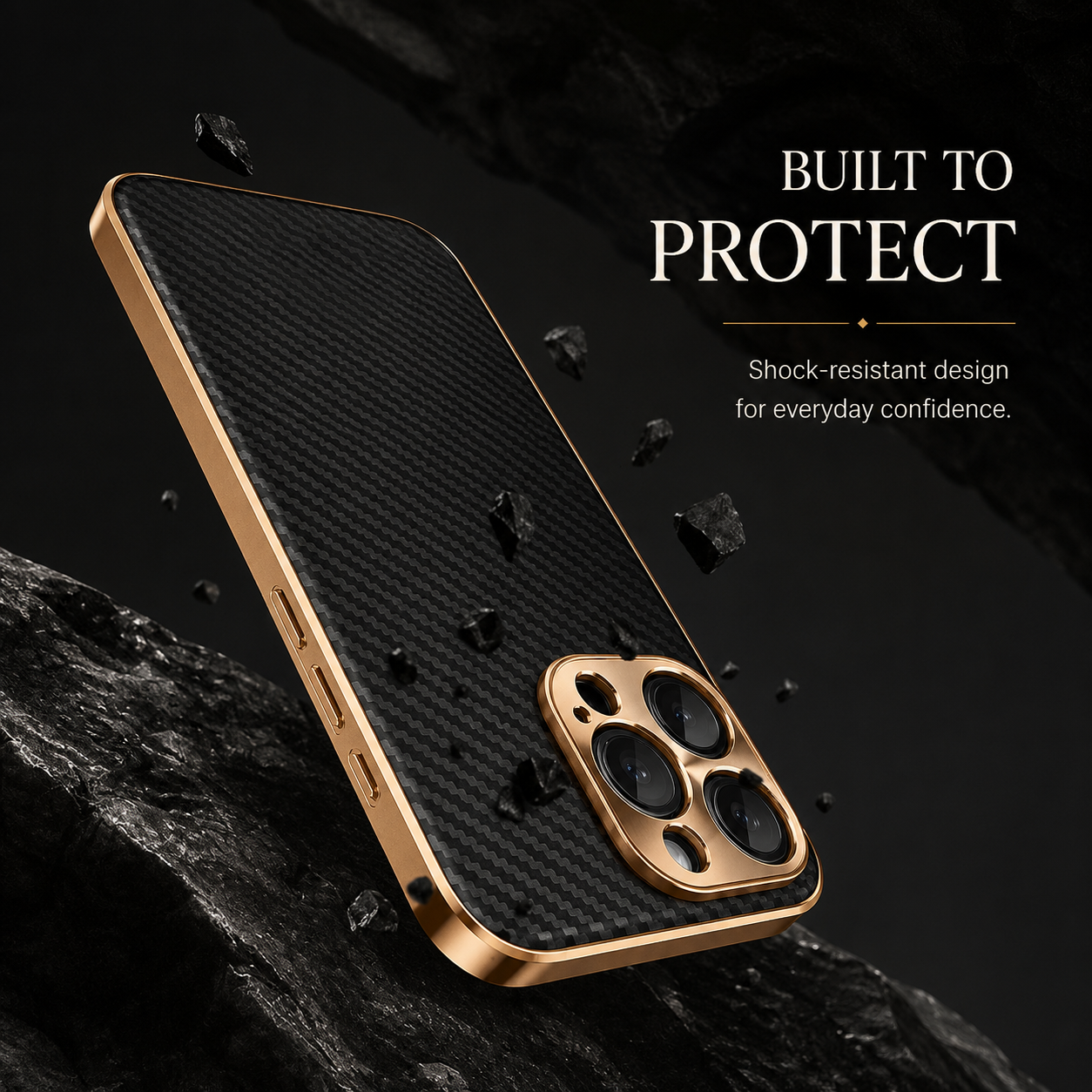 Premium iPhone Case Carbon Fiber Leather Alloy Lens Protection Shockproof Slim Fit Plating Design Wireless Charging Compatible Cover