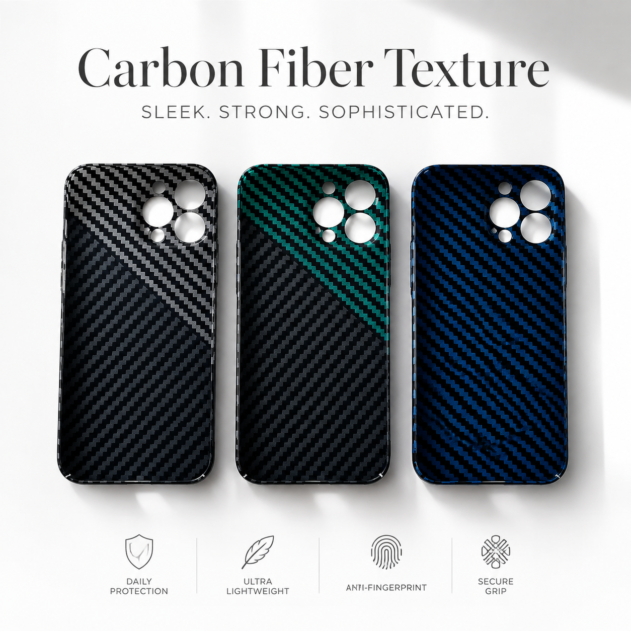 Premium iPhone Case Carbon Fiber Matte Protective Cover MagSafe Compatible Ultra Thin Camera Lens Protection Anti Fingerprint Slim Full Coverage