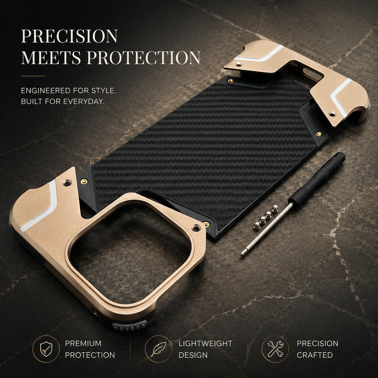 Premium iPhone Case Carbon Fiber Metal Armor Cover Frameless MagSafe Compatible Magnetic Shockproof Protective Case Slim Durable Design