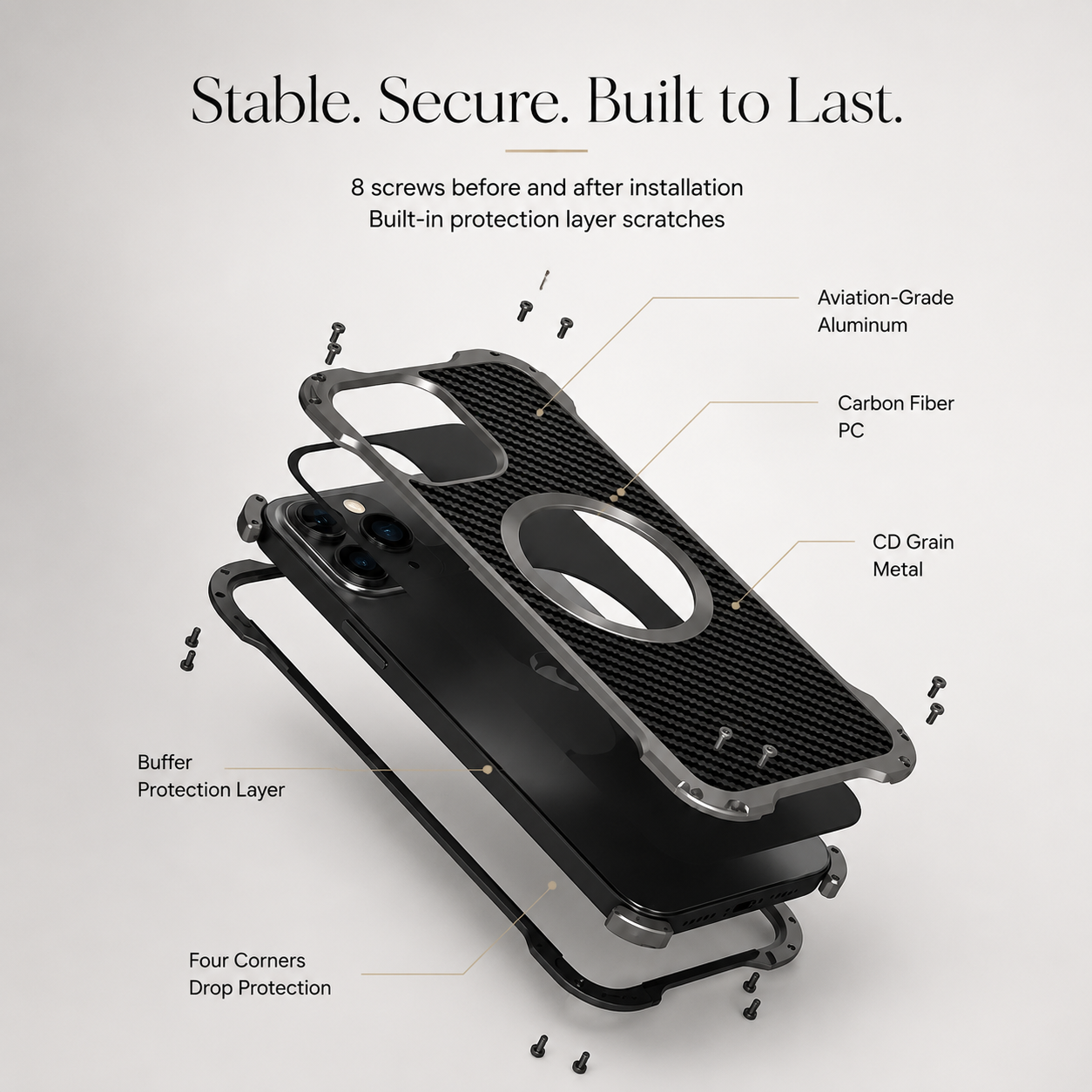 Premium iPhone Case Carbon Fiber Metal MagSafe Cover Anti Fall Shockproof Magnetic Back Shell Camera Lens Protection Ultra Thin Protective Case