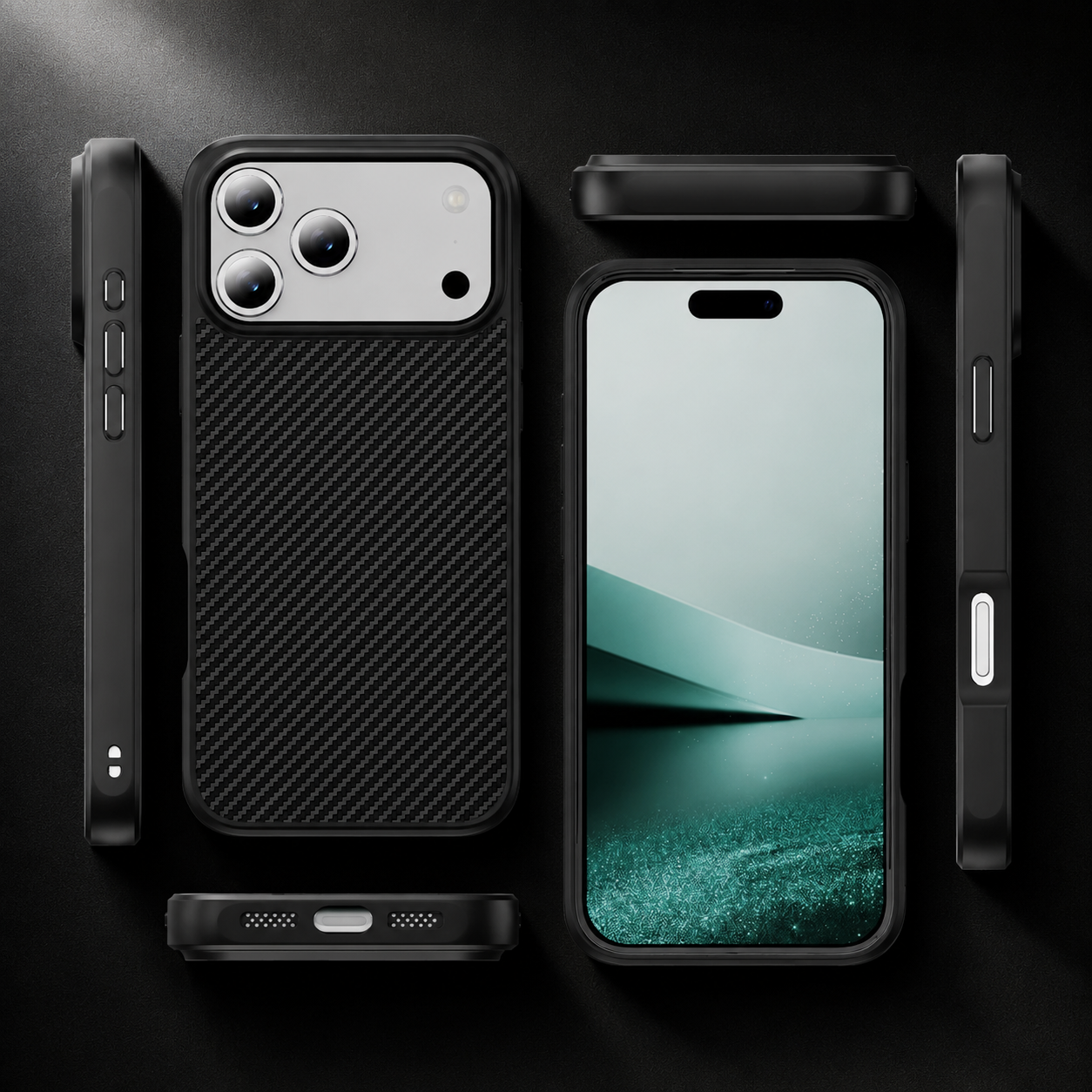 Premium iPhone Case Carbon Fiber Protective Cover Shockproof Drop Resistant Anti Fingerprint Non Slip Scratch Resistant Dustproof Slim Design