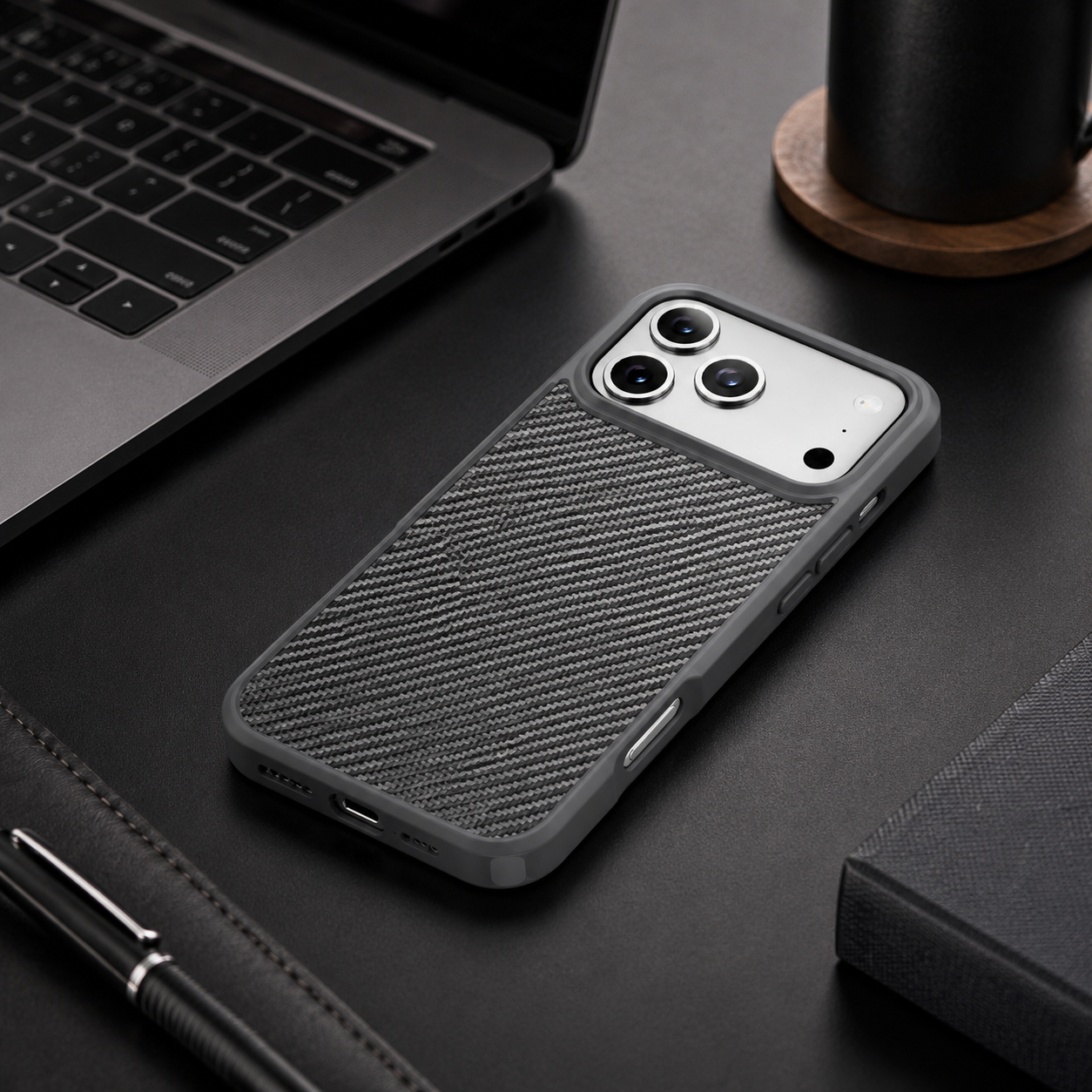 Premium iPhone Case Carbon Fiber Protective Cover Shockproof Drop Resistant Anti Fingerprint Non Slip Scratch Resistant Dustproof Slim Design