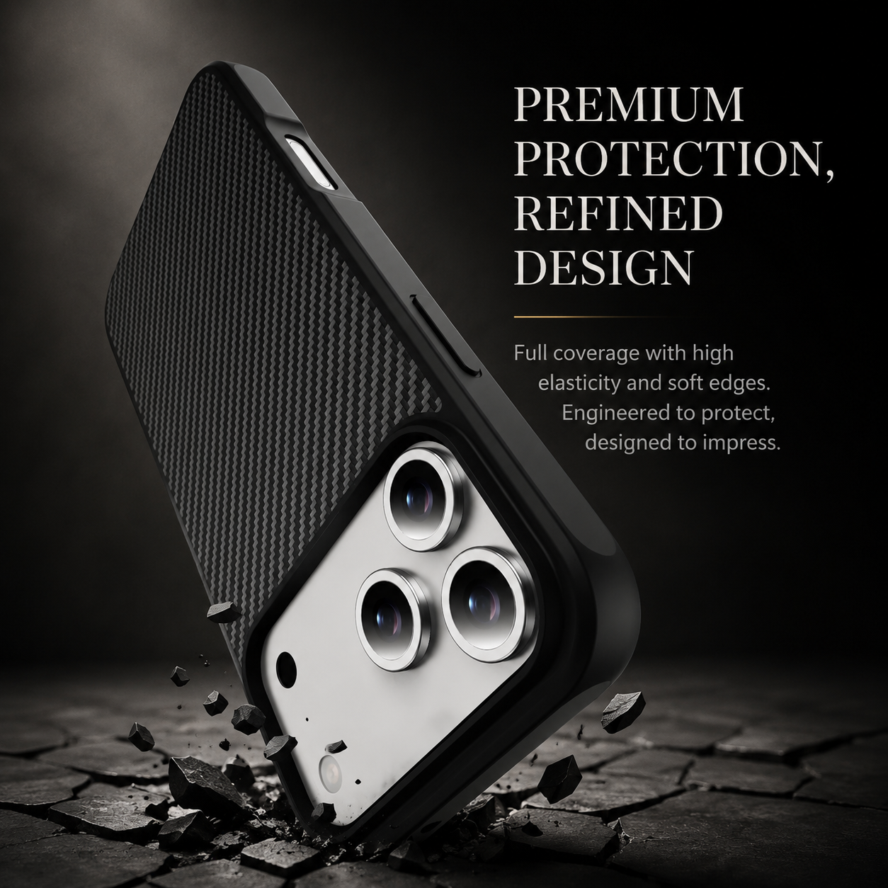 Premium iPhone Case Carbon Fiber Protective Cover Shockproof Drop Resistant Anti Fingerprint Non Slip Scratch Resistant Dustproof Slim Design