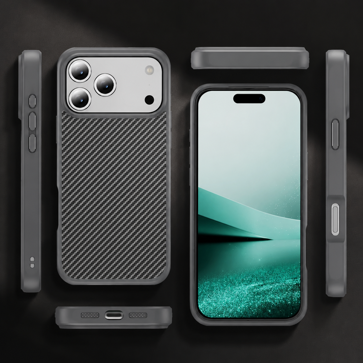 Premium iPhone Case Carbon Fiber Protective Cover Shockproof Drop Resistant Anti Fingerprint Non Slip Scratch Resistant Dustproof Slim Design