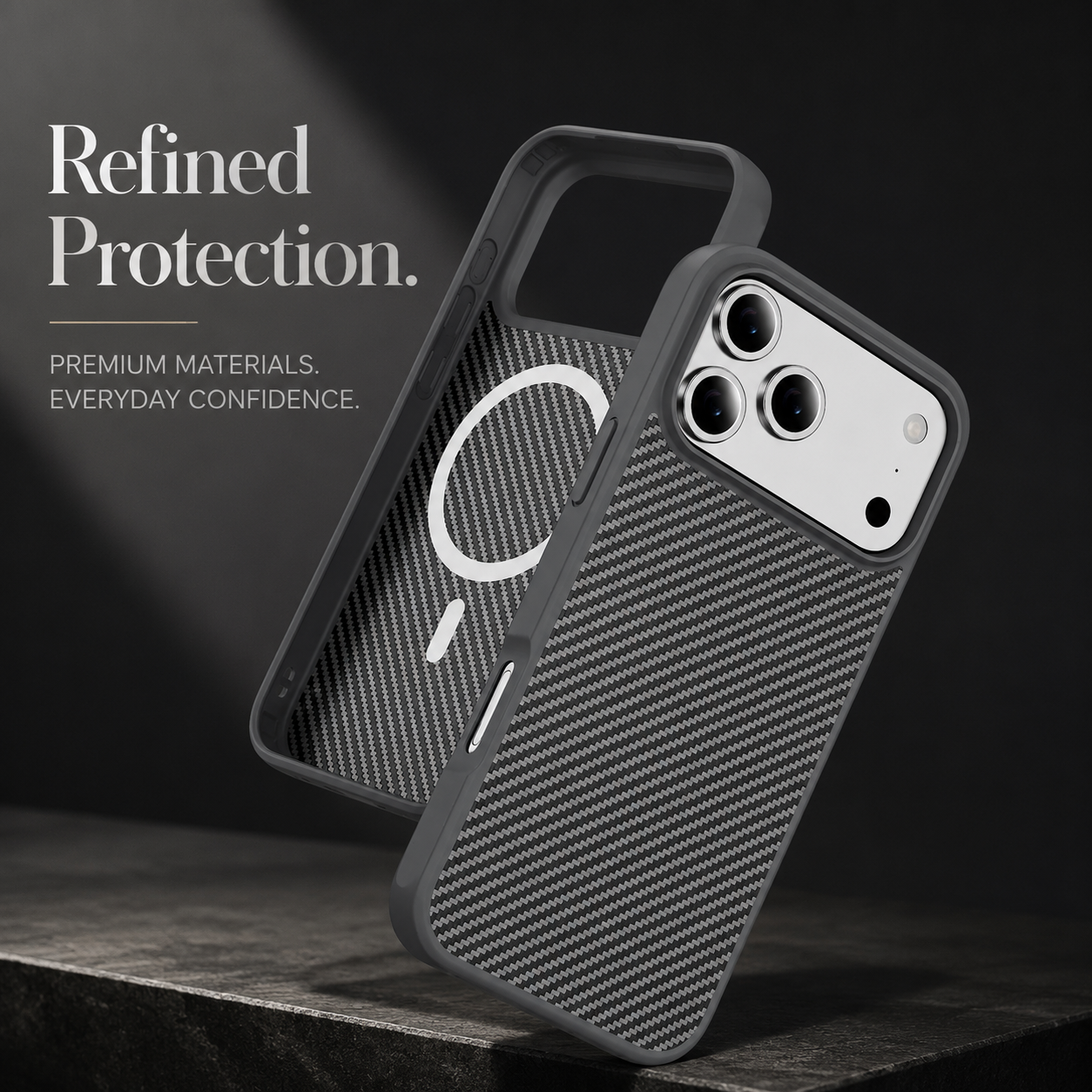 Premium iPhone Case Carbon Fiber Protective Cover Shockproof Drop Resistant Anti Fingerprint Non Slip Scratch Resistant Dustproof Slim Design