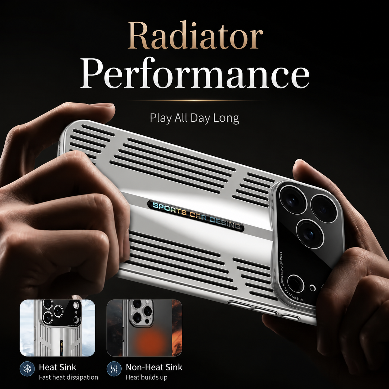 Premium iPhone Case Cooling Protective Cover Shockproof PC TPU Anti Scratch Anti Fingerprint Heat Dissipation Non Slip Slim Full Coverage